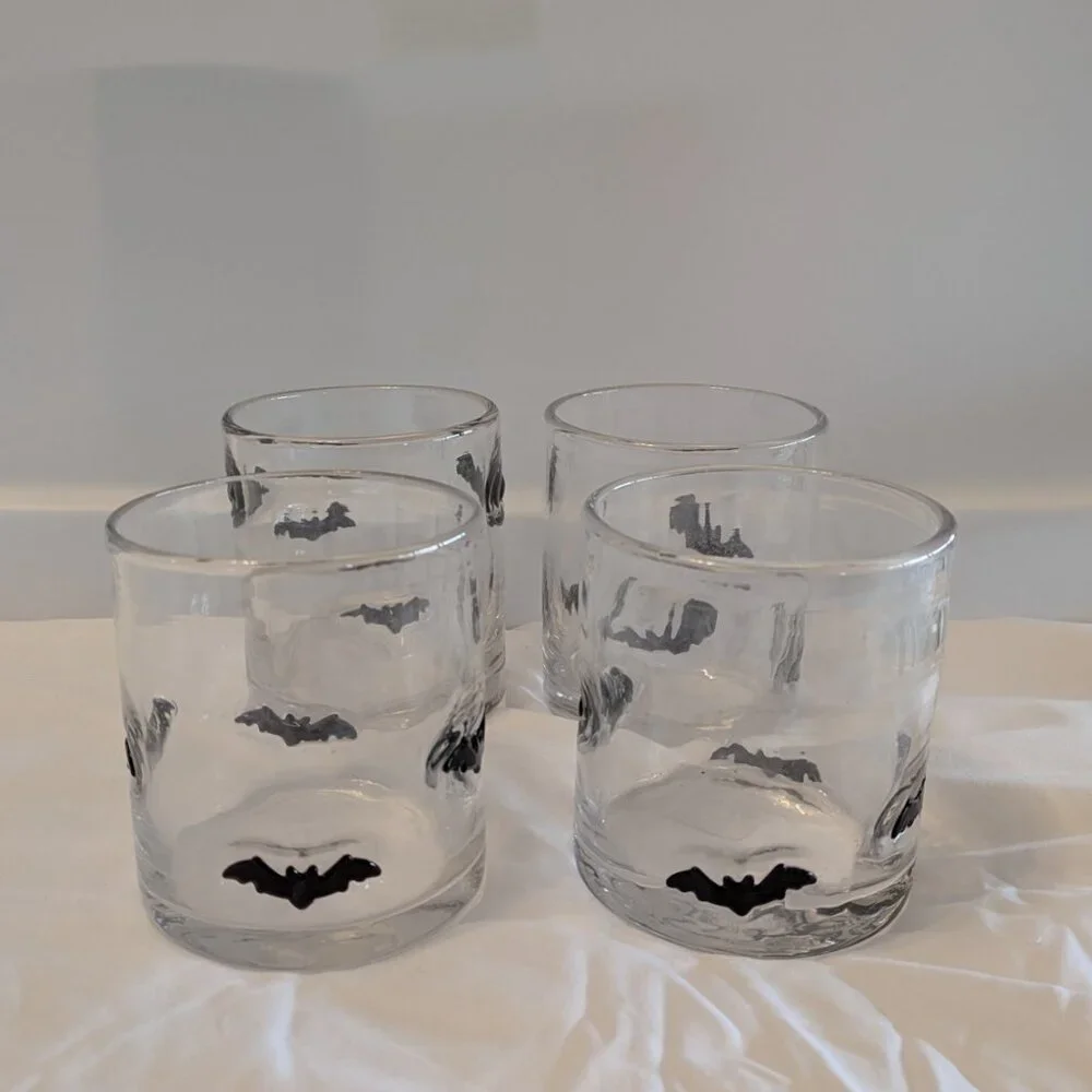 NEW Crate&Barrel Halloween Limited Edition Cups Bats Set of 4